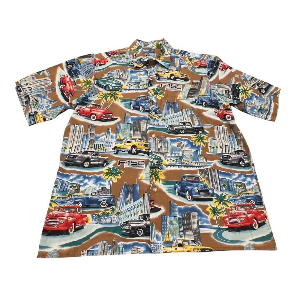 Reyn Spooner Hawaiian Traditional Button Up  F-150 All Over Print  - Mens MEDIUM